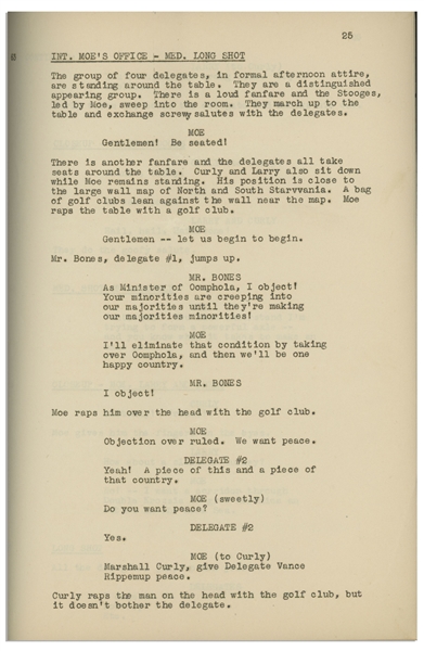 Moe Howard's 32pp. Script Dated October 1939 for The 1940 Three Stooges Film ''You Nazty Spy!'' -- Very Good Condition